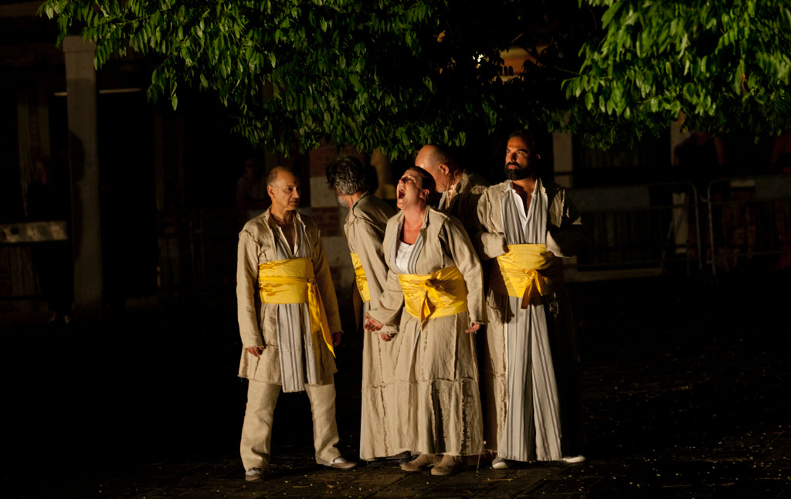The five Shylocks from Karin Coonrod’s adaptation of The Merchant of Venice, which she also directed.